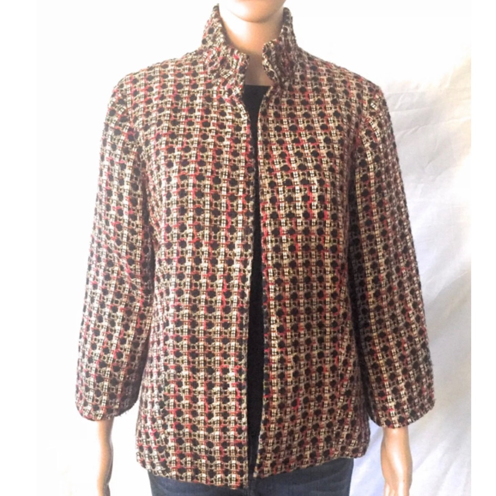 Chico's Blazer Sz 2 (Sz- Large/12) Black Red Gold